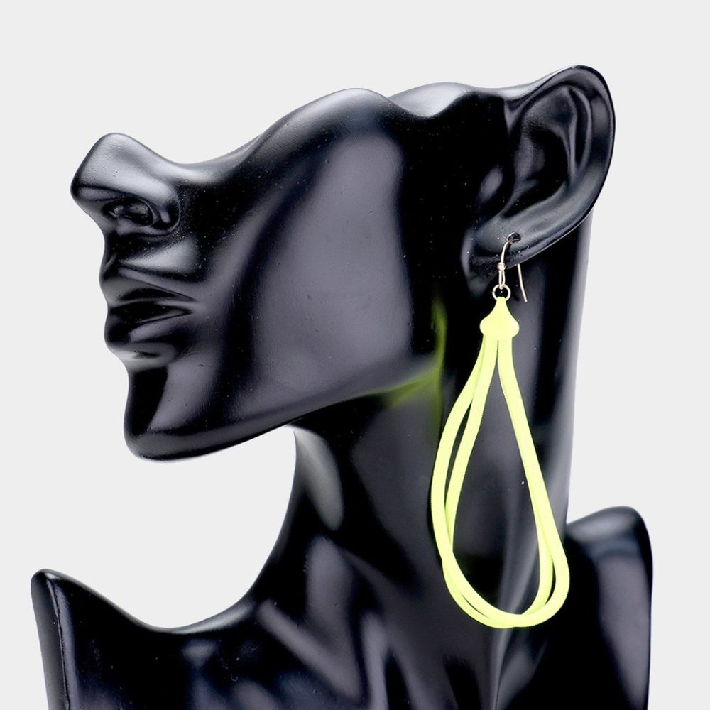 Neon Double Tear Drop Metal Earrings - More Colors